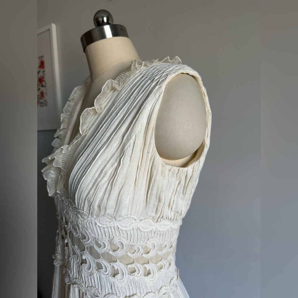 Chloe Boho Ivory Lace Sheer Dress 2010 Cruise Collection Vintage Midi - Picture 7 of 13